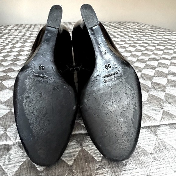 Lanvin Wedge Heeled Black Patent Leather Ankle Boots Side Zip Women EU 39 US 8 - Picture 13 of 15